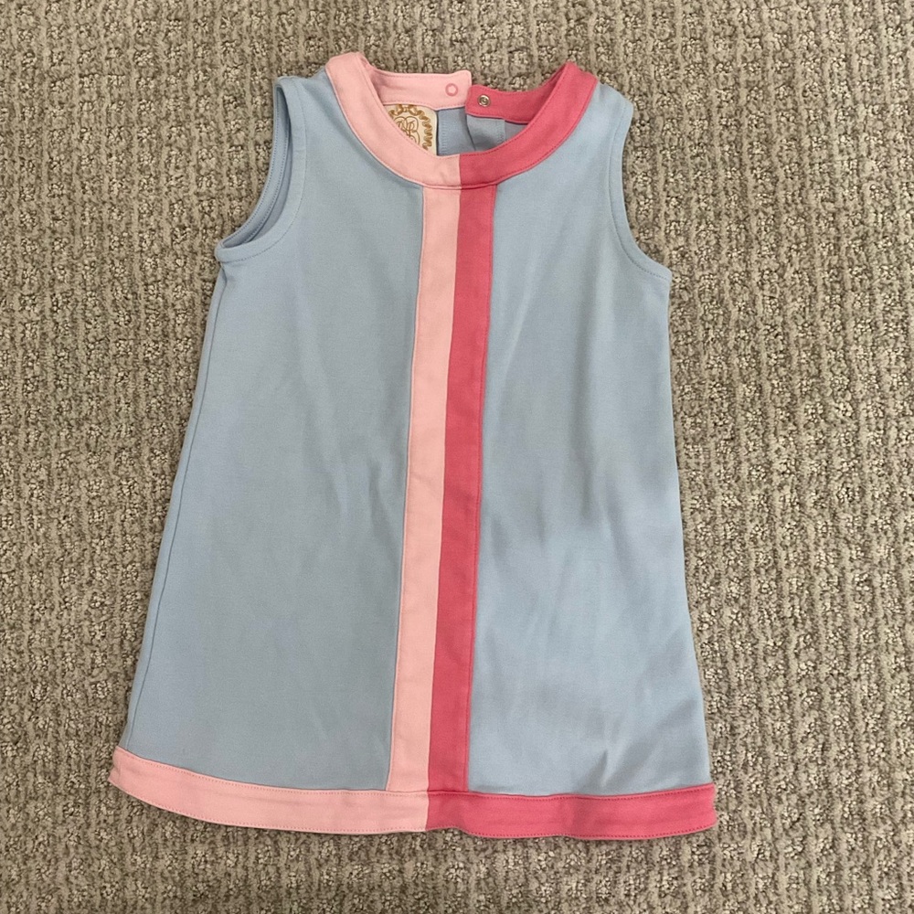 TBBC Daisy Dress - Beale Street Blue w/ Pink & Hot Pink Stripe - 4T